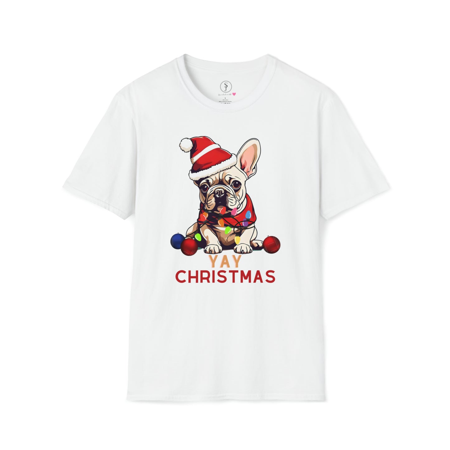 Christmas Vibes, Frenchie, YAY Christmas T-Shirt (Available In Other Colors) (Sizes Up To 3XL)