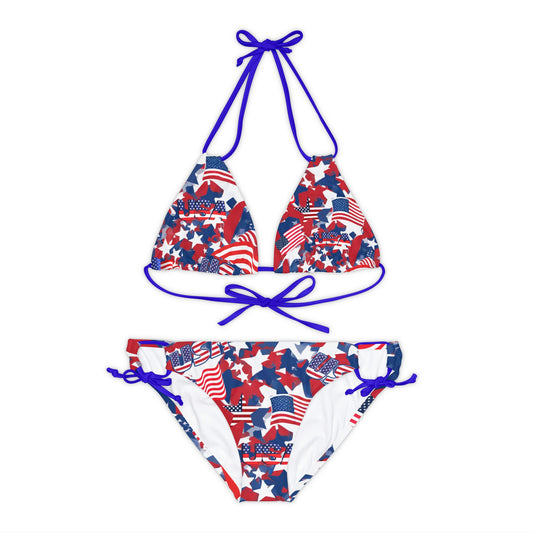 USA Flag And Stars Two Piece Bikini Set