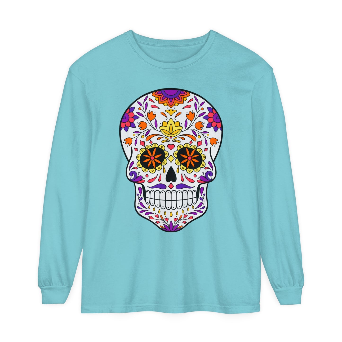 Day Of The Dead Skull Long Sleeve T-Shirt (Available In Other Colors)