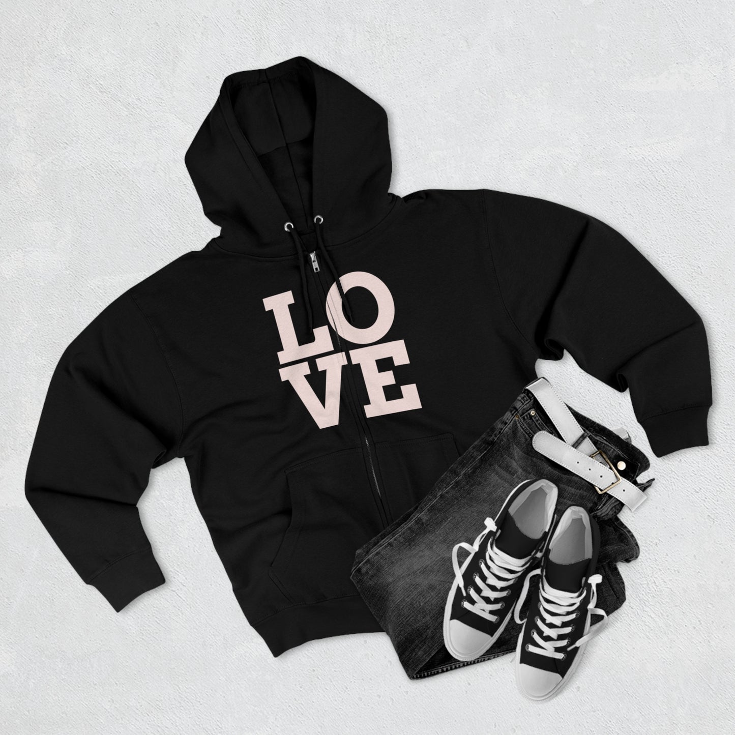 LOVE, Premium Full Zip-Up Hoodie (Available In Other Colors)