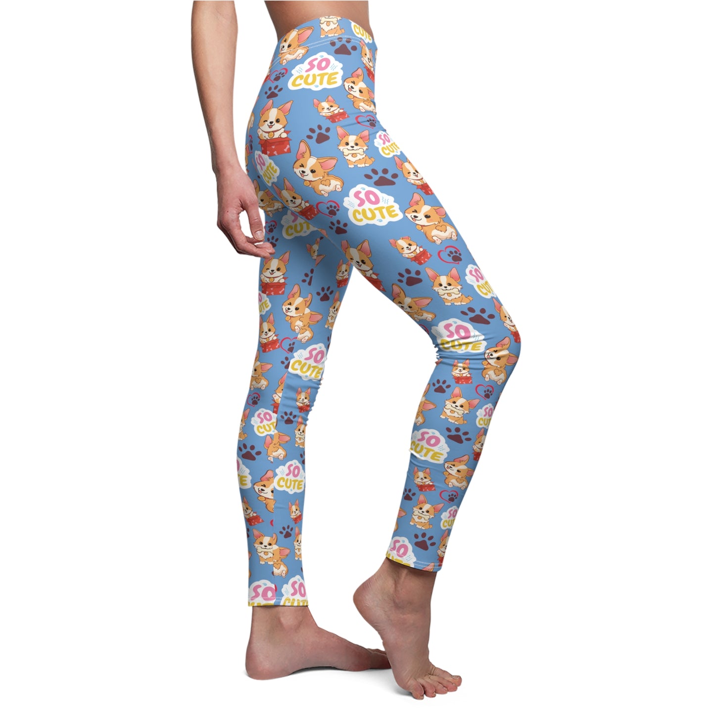 Corgi Lovers Women's Full-Length Leggings In Blue (Available In Other Colors)