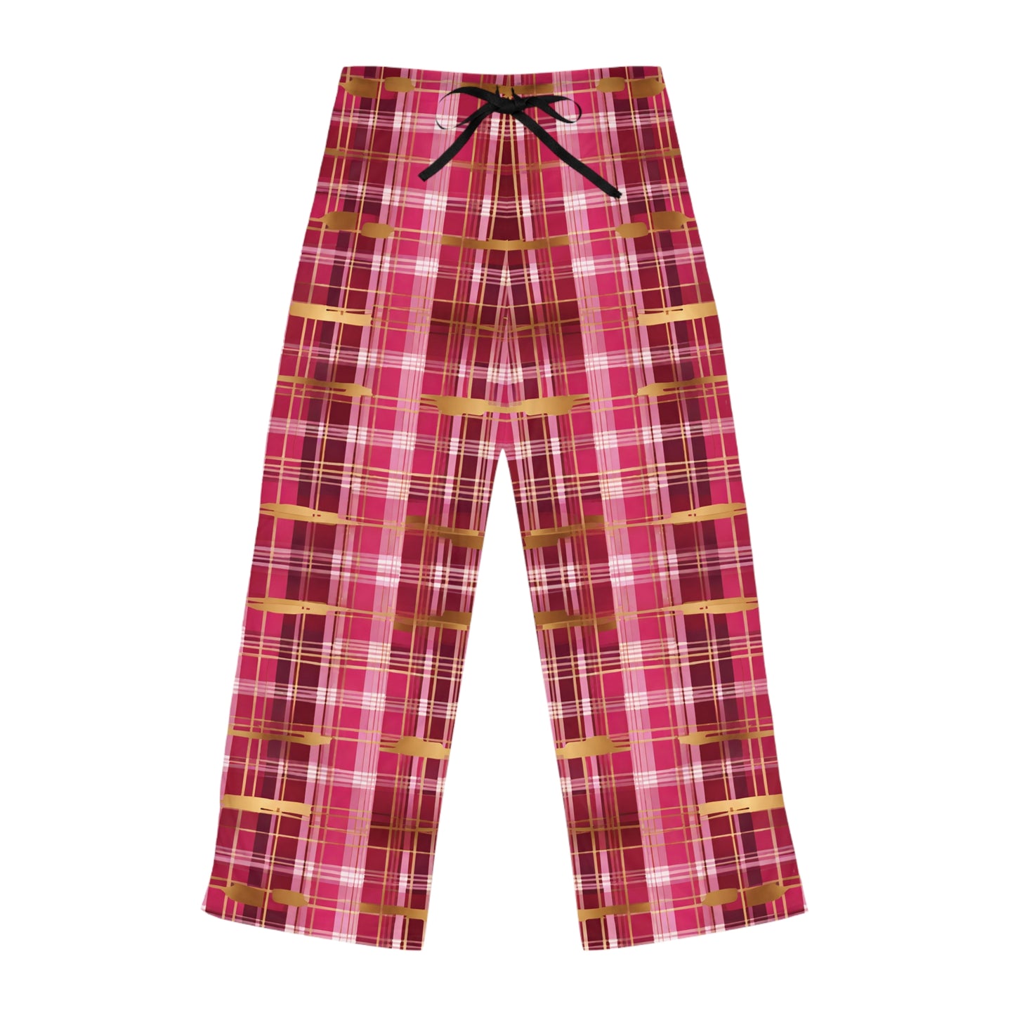 Pink Red And Gold Plaid Pajammy Pants