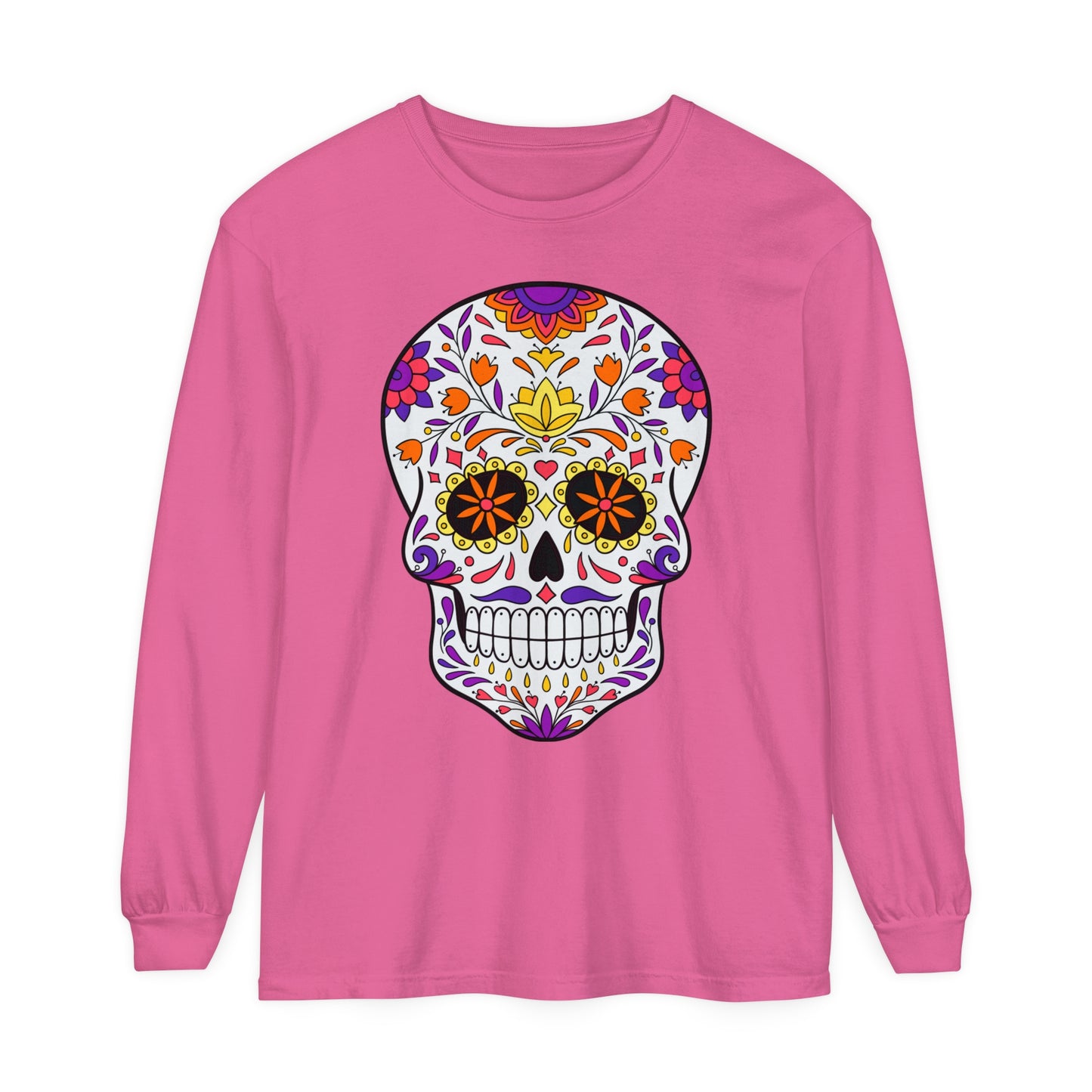 Day Of The Dead Skull Long Sleeve T-Shirt (Available In Other Colors)