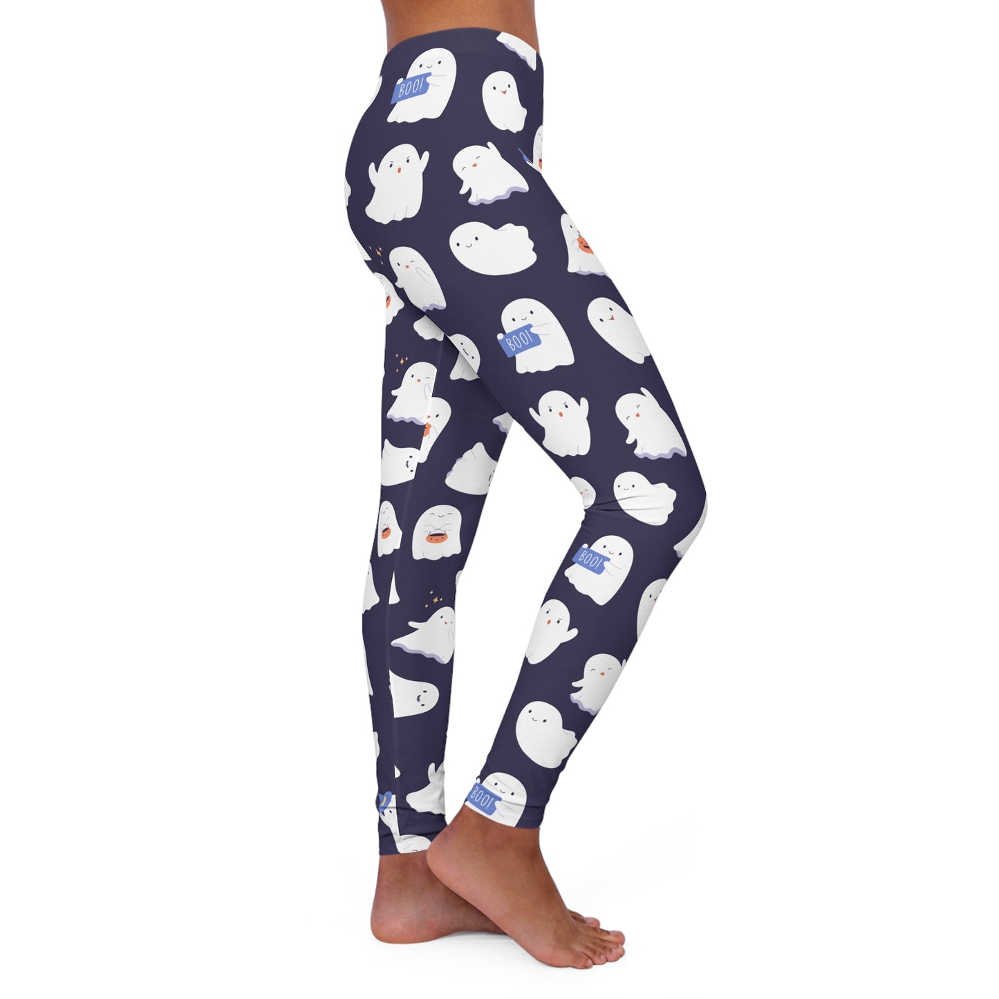 Cutie Ghosts In Navy, Women's Full-Length Leggings