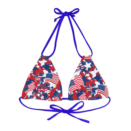 USA Flag And Stars String Triangle Bikini Top