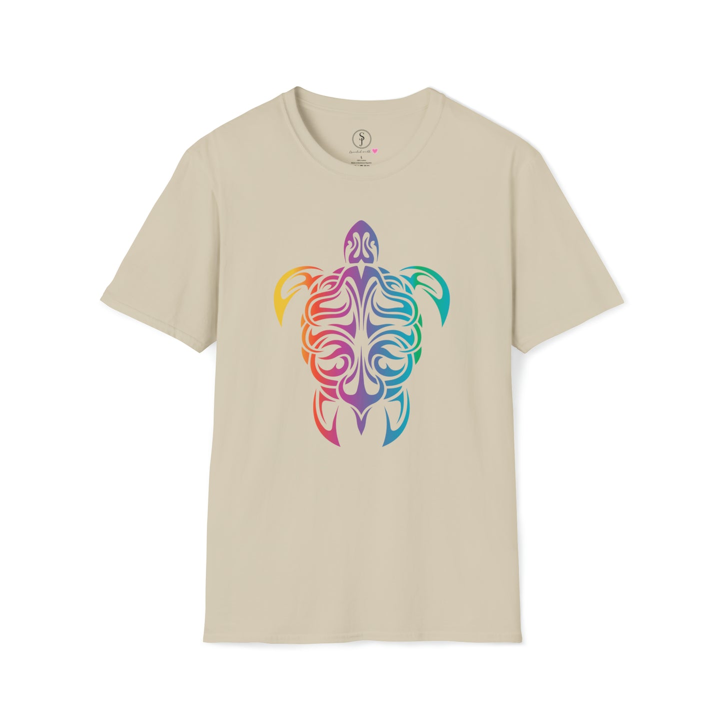 Tribal Rainbow Sea Turtle Short Sleeve T-Shirt (Available In Other Colors)