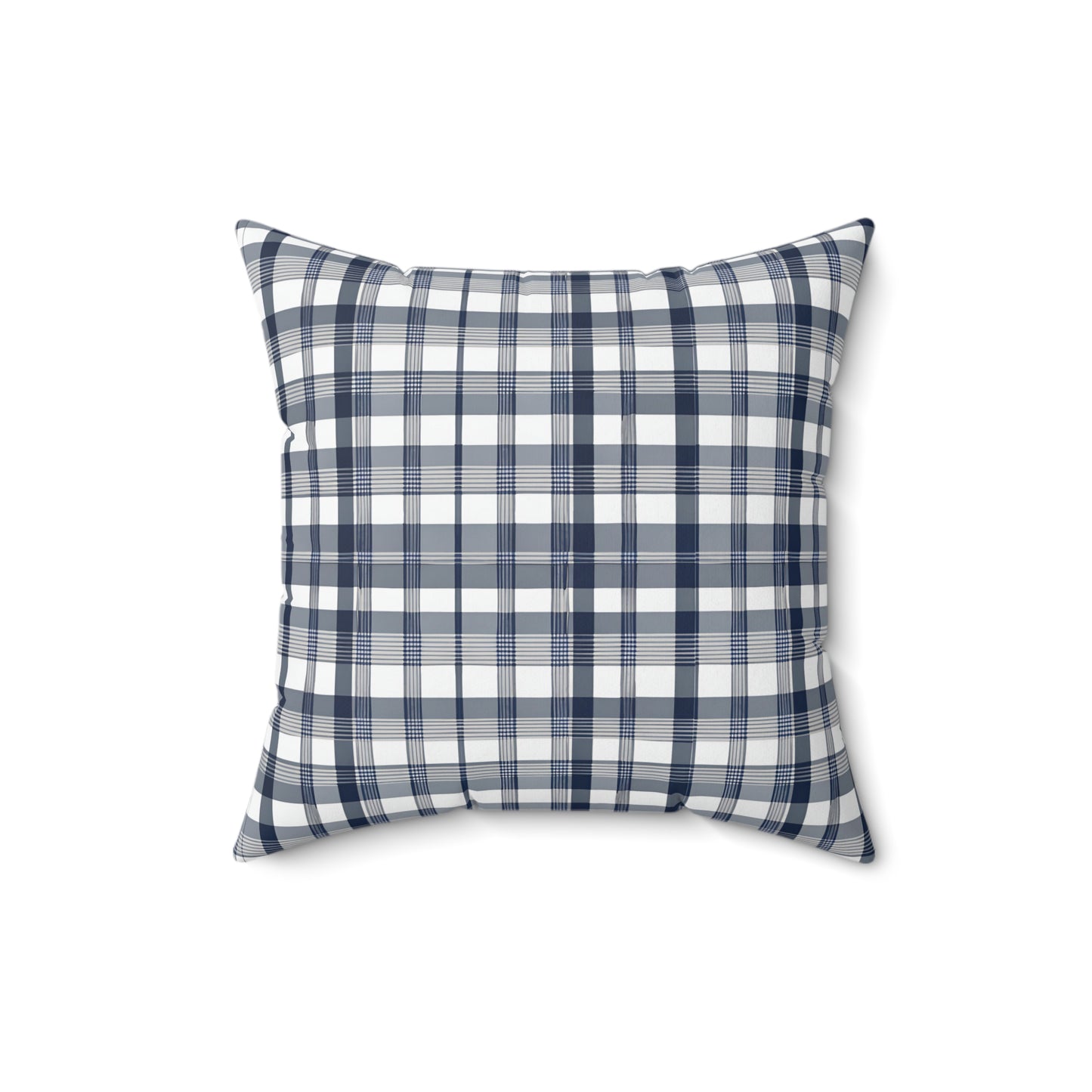 Blue White And Grey Plaid Decorative Throw Pillow