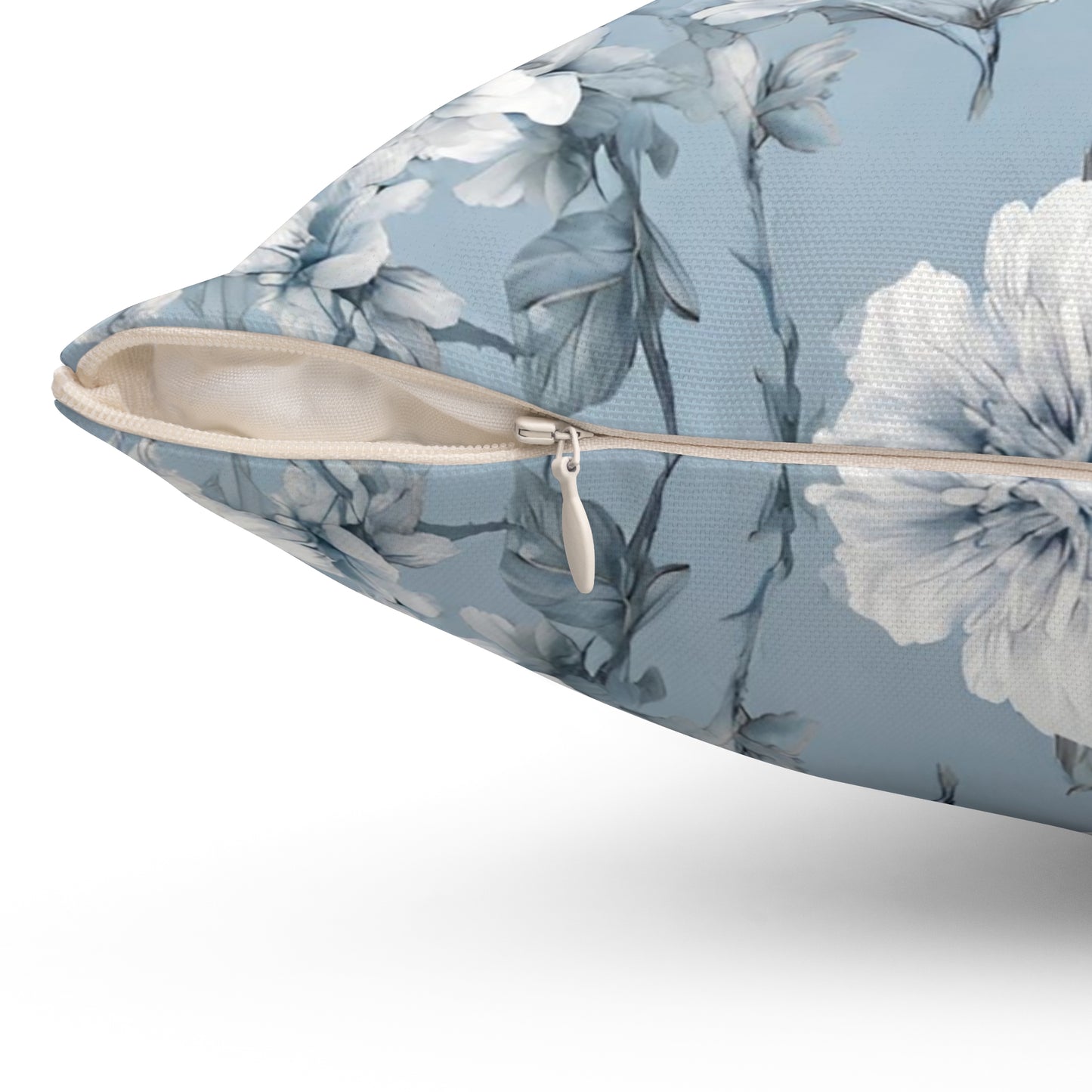 Light Blue And White Floral Decorative Throw Pillow