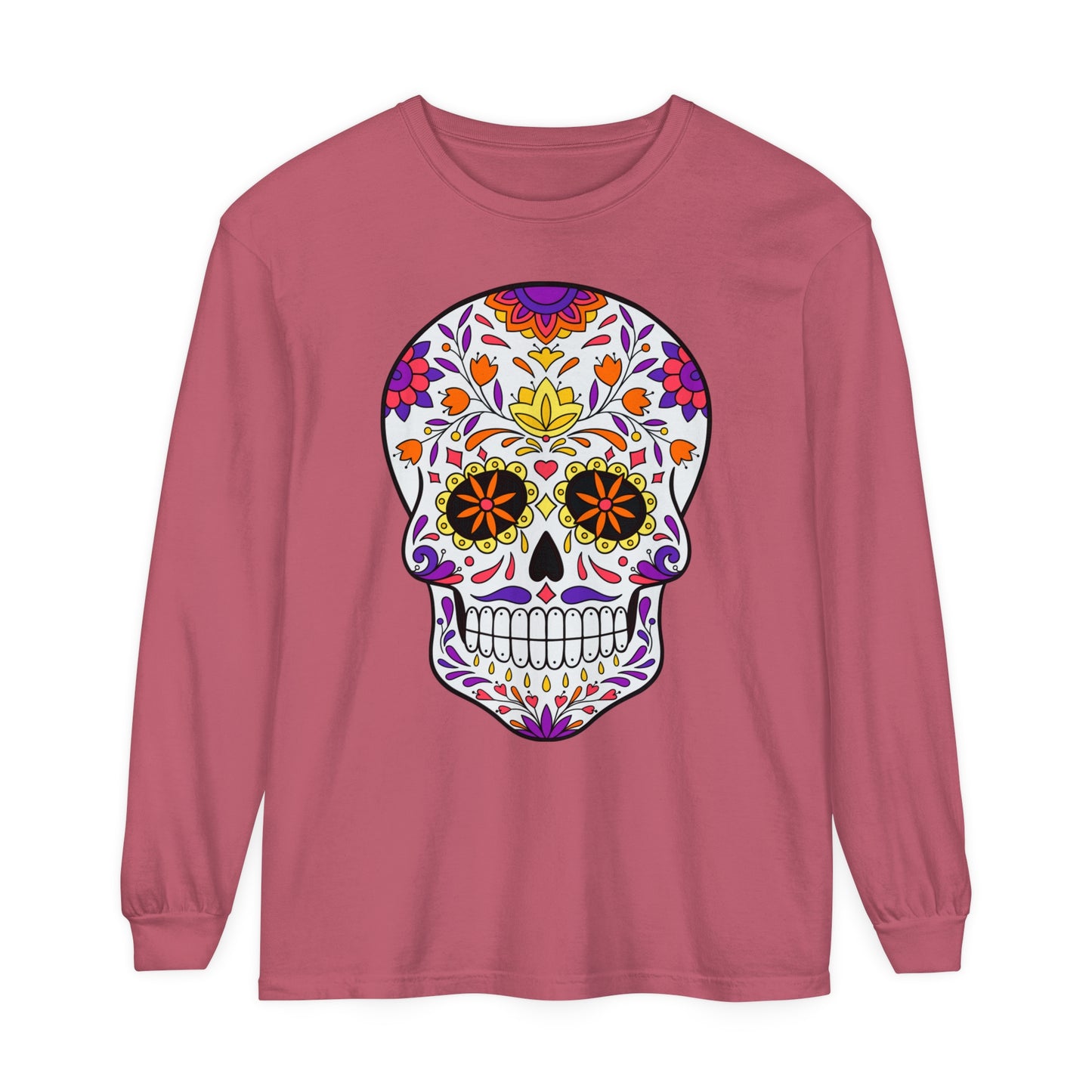 Day Of The Dead Skull Long Sleeve T-Shirt (Available In Other Colors)