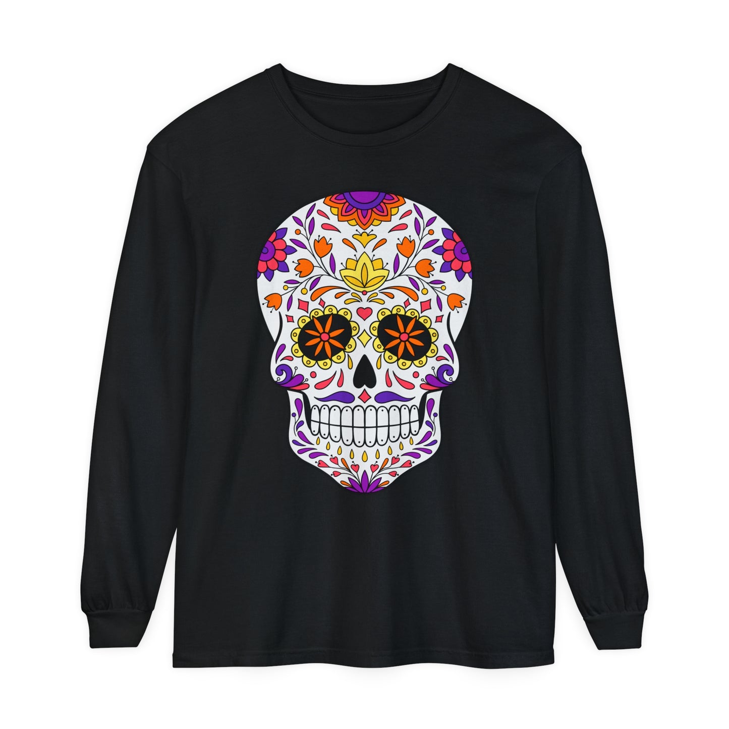 Day Of The Dead Skull Long Sleeve T-Shirt (Available In Other Colors)
