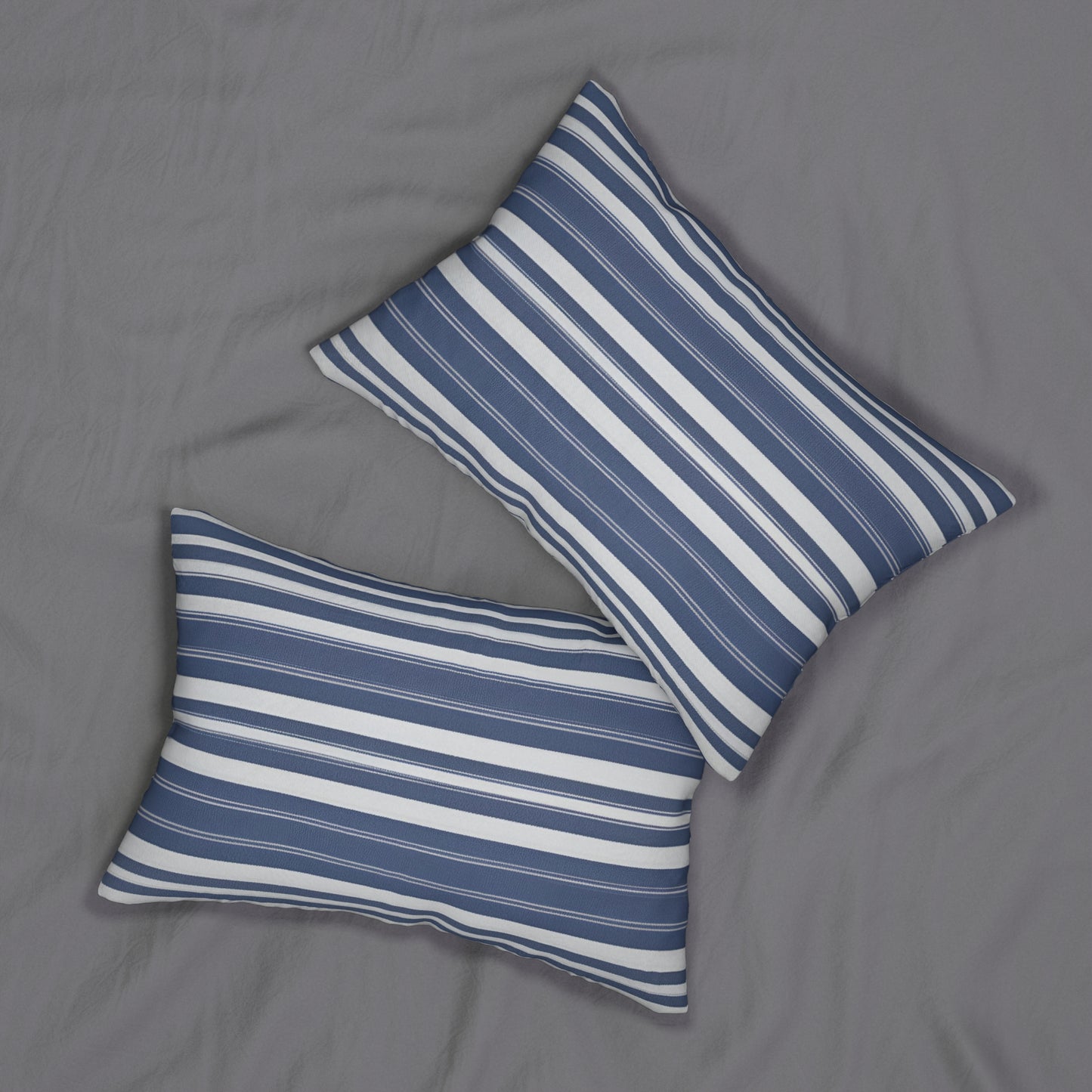 Blue And Blue Grey Striped Lumbar Pillow