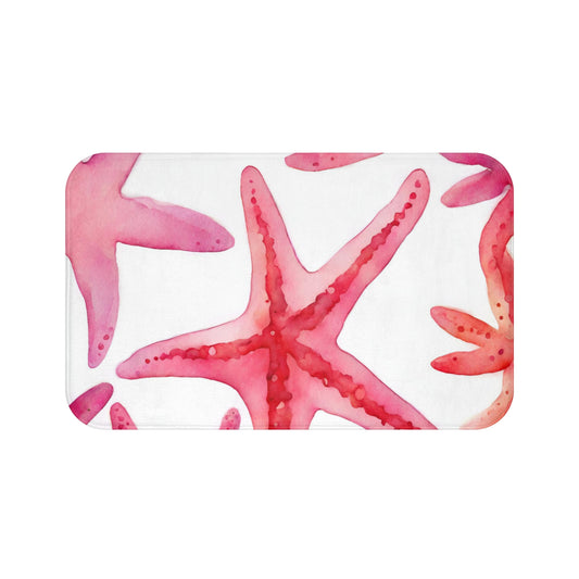 Shades Of Pink Watercolor Starfish Bath Mat