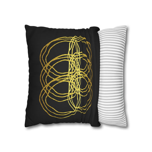 Black And Gold Moder Abstract Throw Pillow Cover