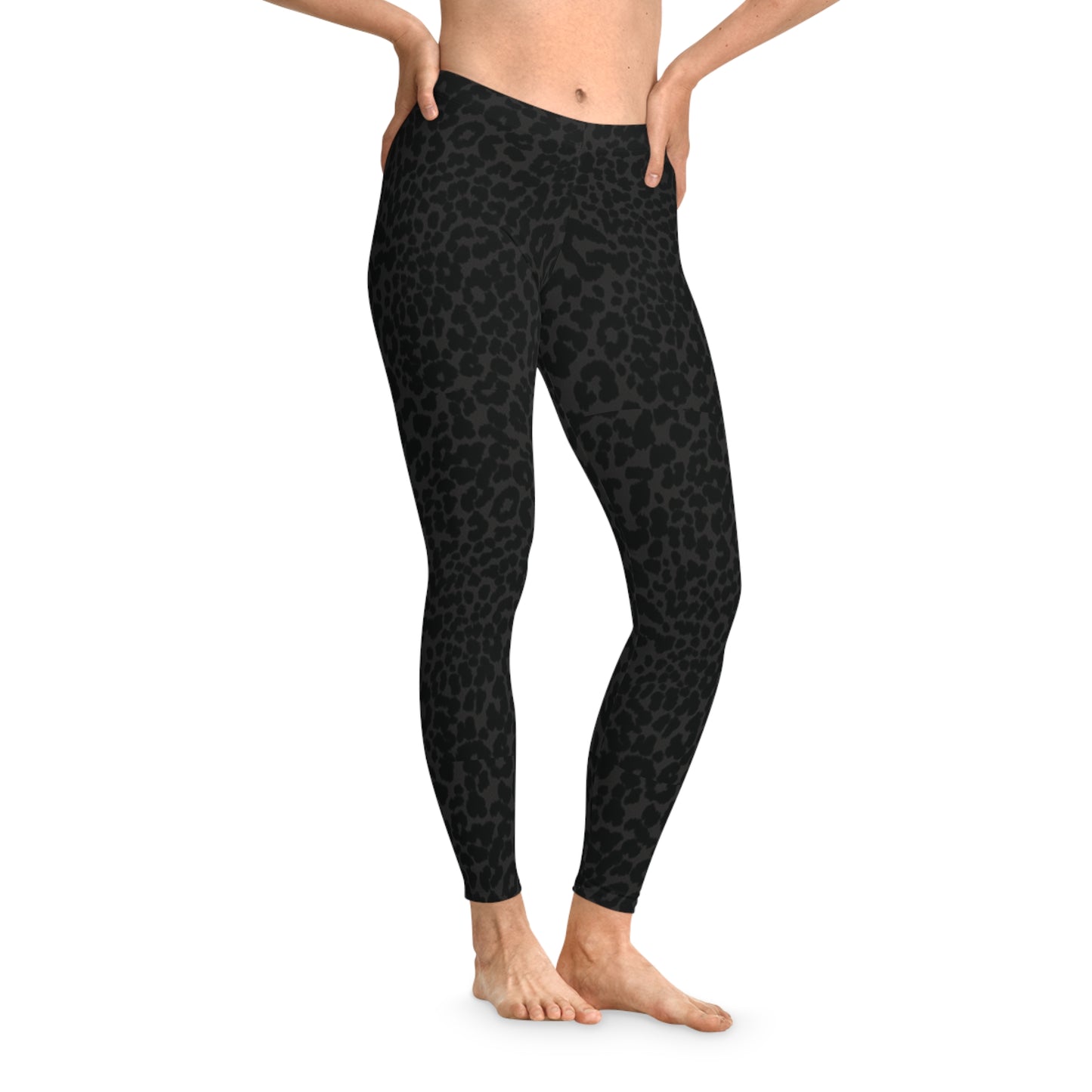 Black Leopard Print, Full-Length Leggings