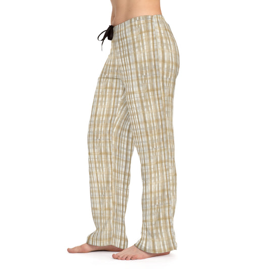 White Grey And Gold Plaid Pajammy Lounge Pants