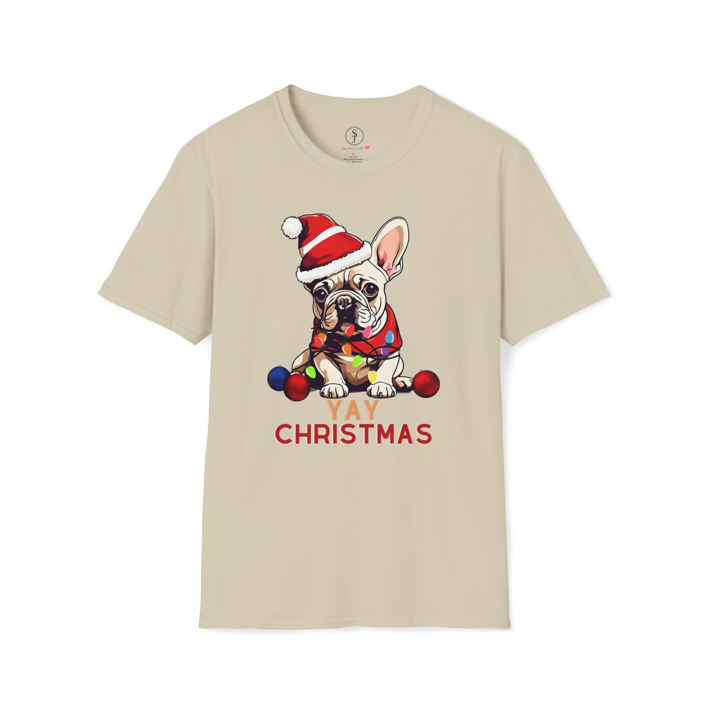 Christmas Vibes, Frenchie, YAY Christmas T-Shirt (Available In Other Colors) (Sizes Up To 3XL)