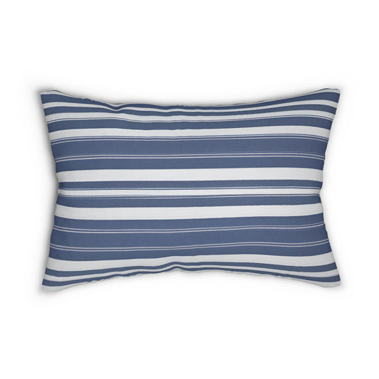 Blue And Blue Grey Striped Lumbar Pillow