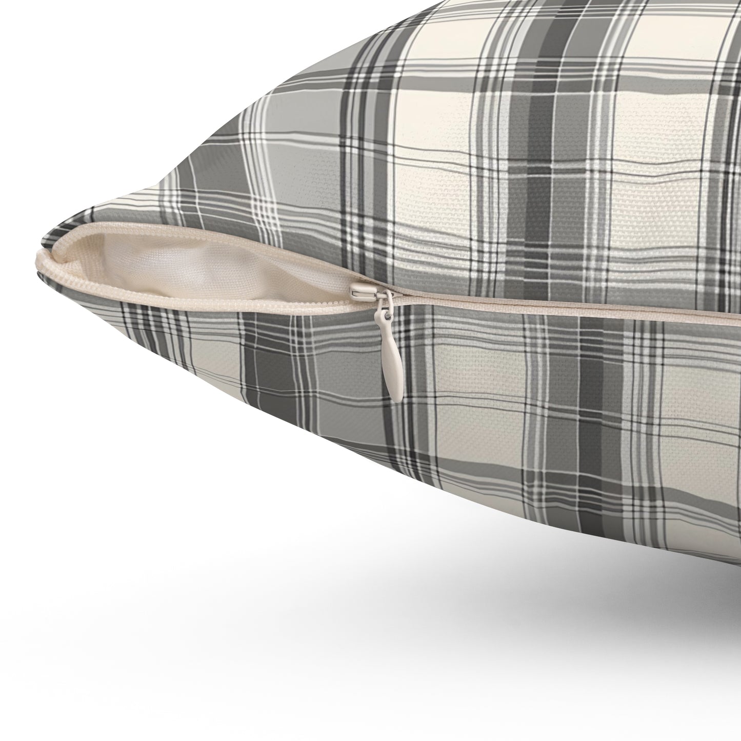 Grey Plaid Decorative Throw Pillow