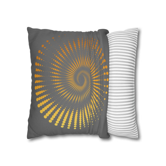 Golden Spiral In Grey Throw Pillow Cover