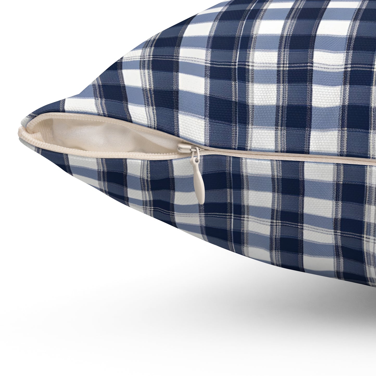 Blue And White Checker Board Plaid Decorative Throw Pillow