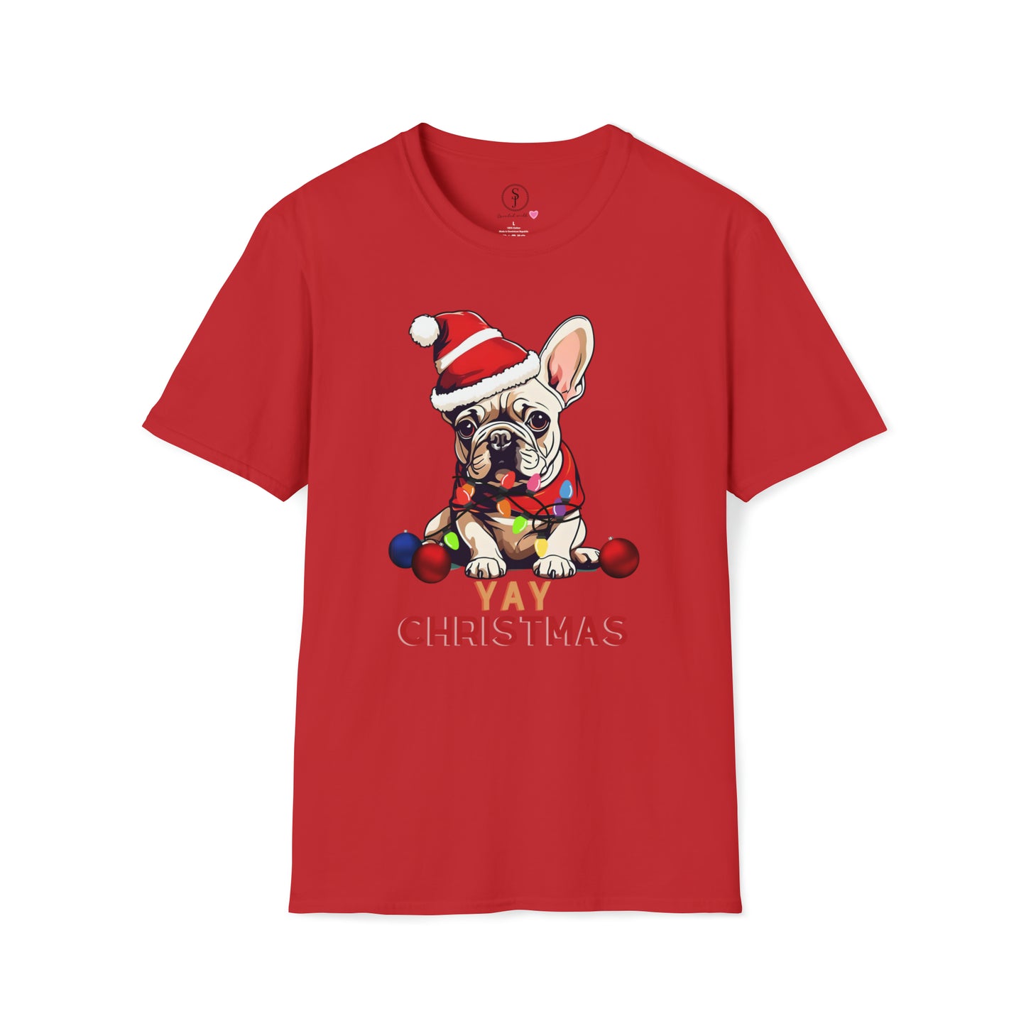 Christmas Vibes, Frenchie, YAY Christmas T-Shirt (Available In Other Colors) (Sizes Up To 3XL)