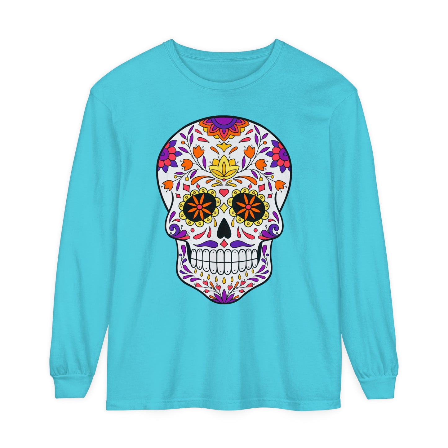 Day Of The Dead Skull Long Sleeve T-Shirt (Available In Other Colors)