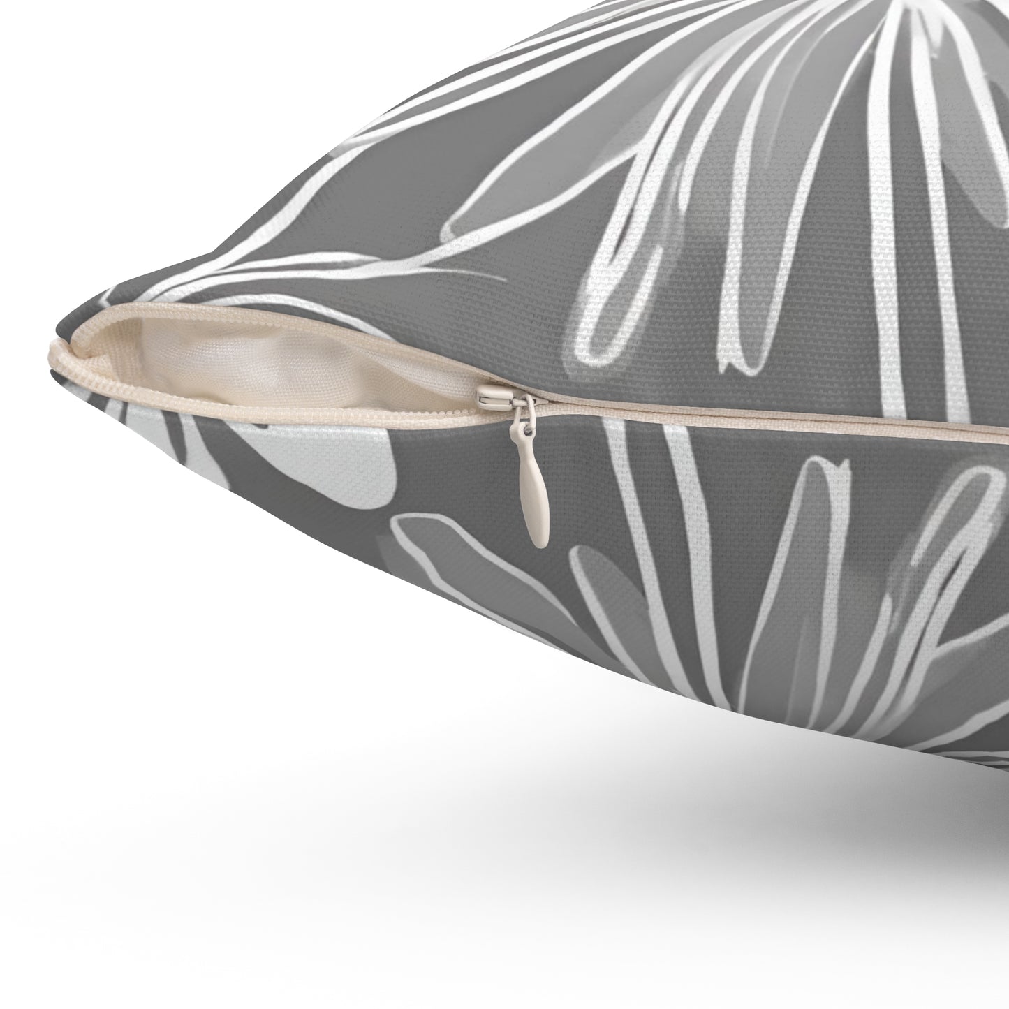 Grey And White Floral Decorative Throw Pillow
