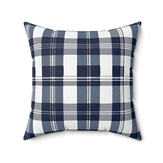 Blue And White Bold Plaid Decorative Throw Pillow