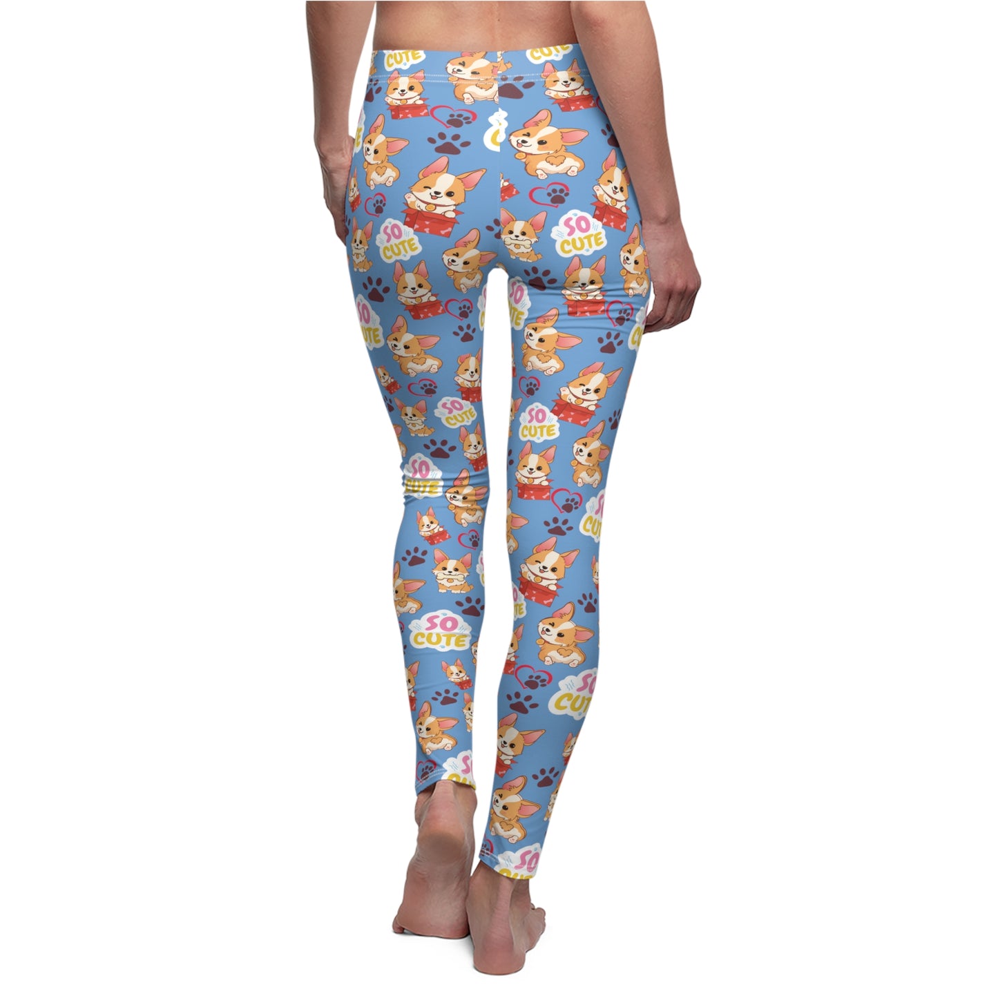 Corgi Lovers Women's Full-Length Leggings In Blue (Available In Other Colors)