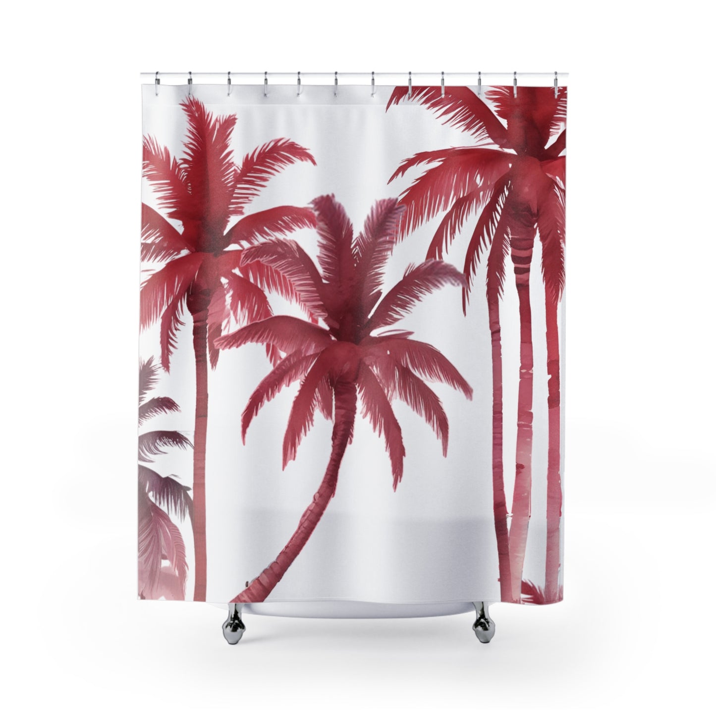Red And Purple Palm Tree Tropical Shower Curtain