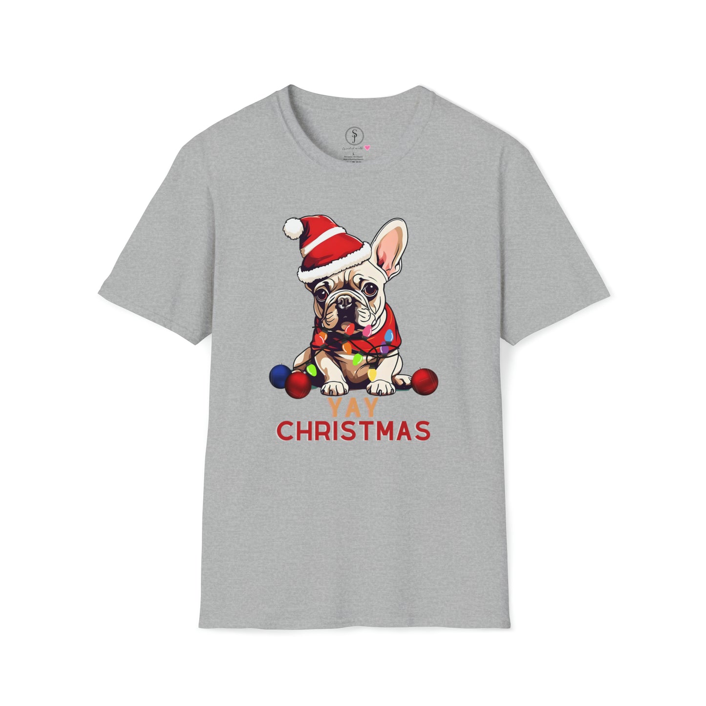 Christmas Vibes, Frenchie, YAY Christmas T-Shirt (Available In Other Colors) (Sizes Up To 3XL)