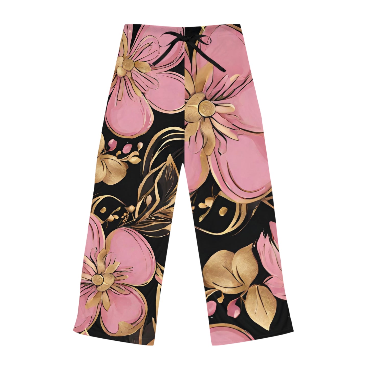 Black, Pink, And Gold Floral Pajammy Lounge Pants