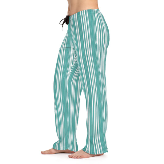 Turquoise And White Striped Pajammy Pants