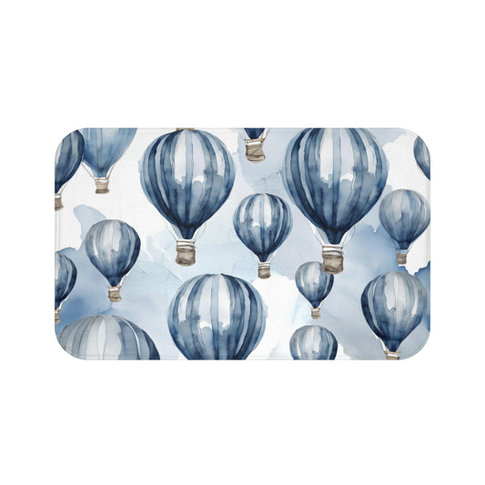 Blue White And Grey Hot Air Ballon Bath Mat