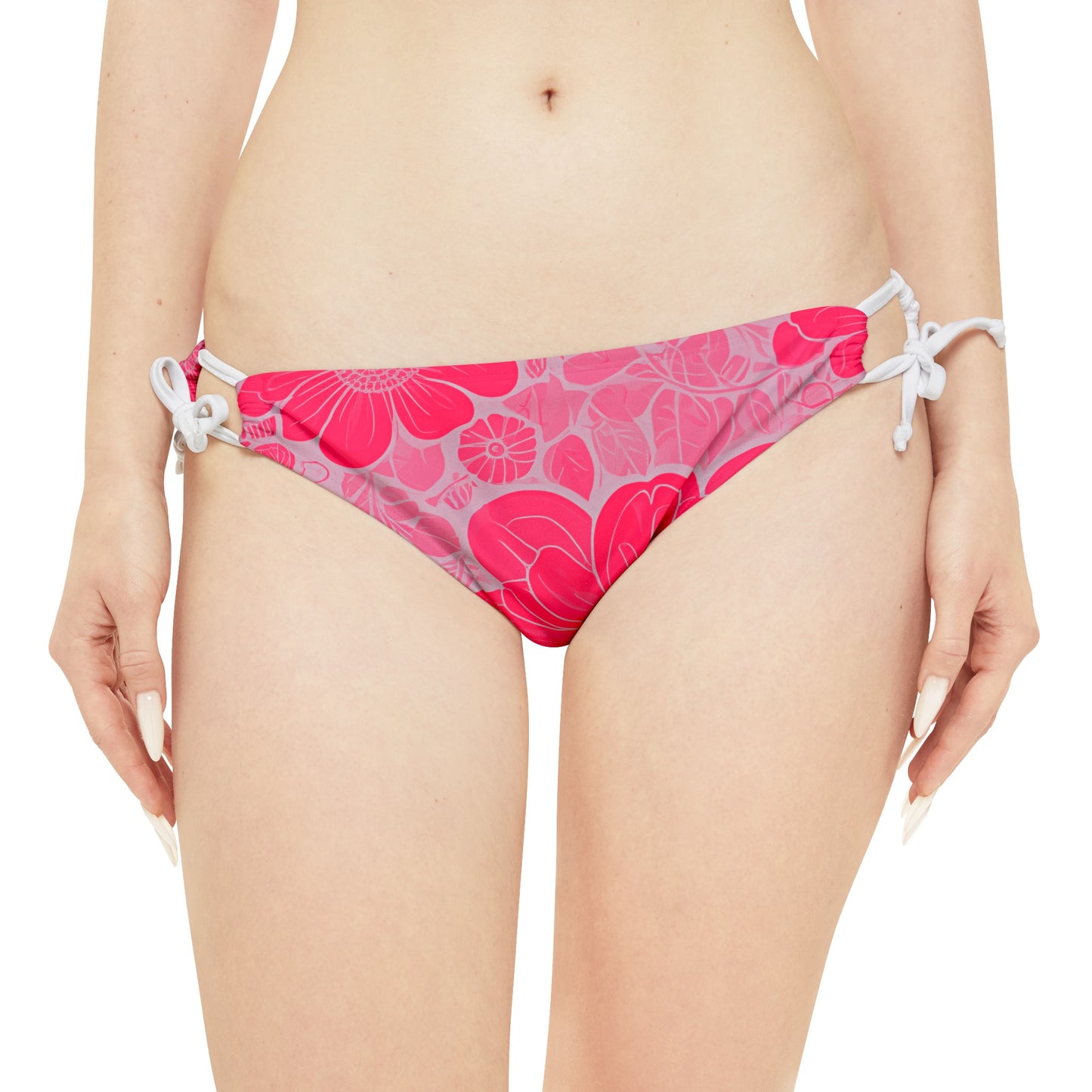 Pink And Grey Floral Two Piece Bikini Set