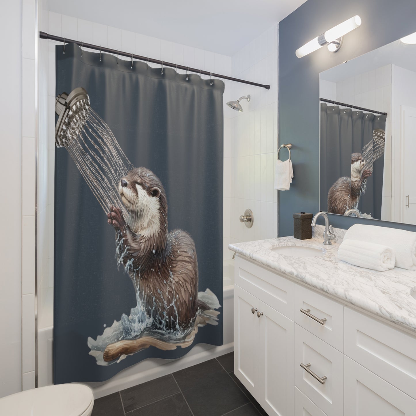 Adorable Sleepy Otter Shower Curtain