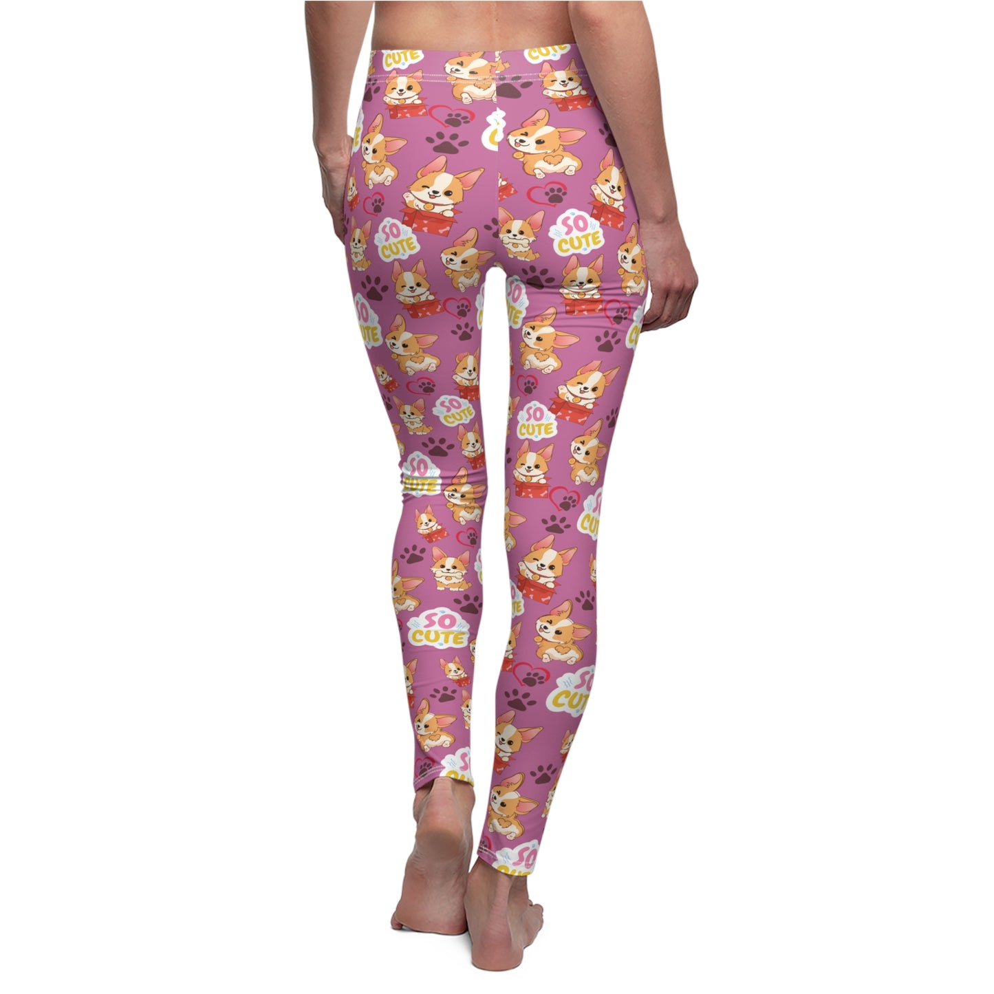Corgi Lovers Women's Full-Length Leggings In Pink (Available In Other Colors)