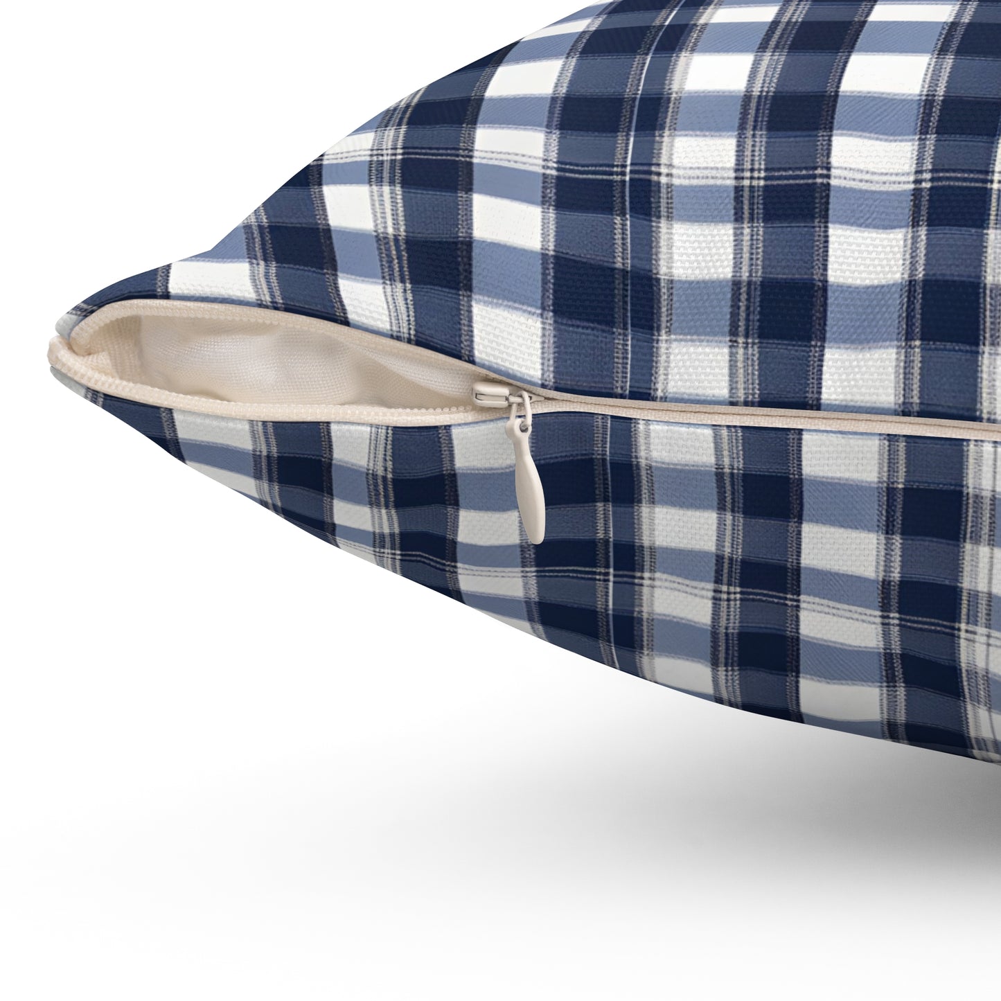Blue And White Checker Board Plaid Decorative Throw Pillow