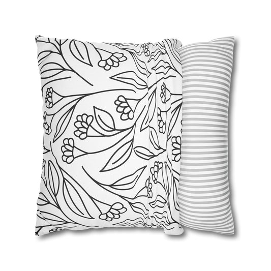 Black And White Modern Floral Throw Pillow Cover