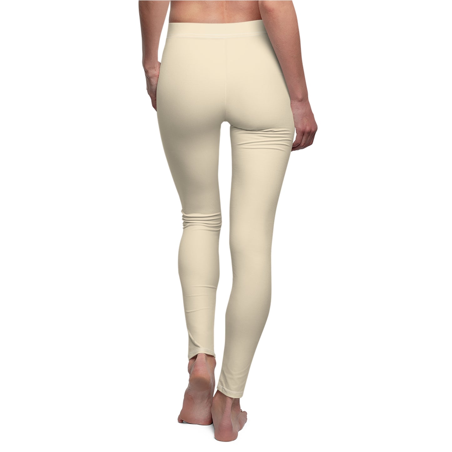 Cream, Brushed Suede Feel, Full-Length Leggings
