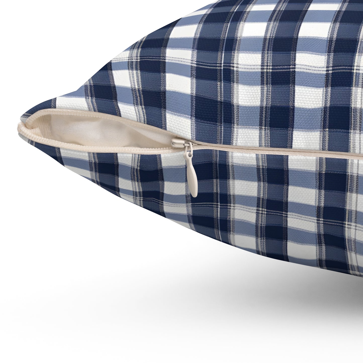 Blue And White Checker Board Plaid Decorative Throw Pillow