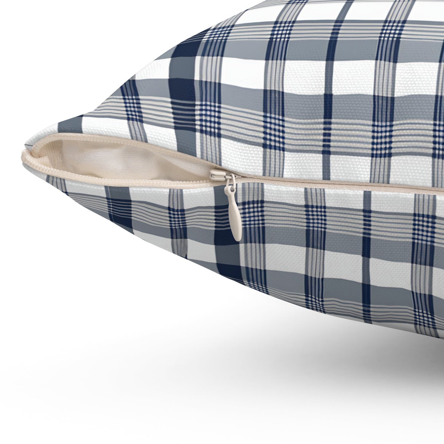 Blue White And Grey Plaid Decorative Throw Pillow