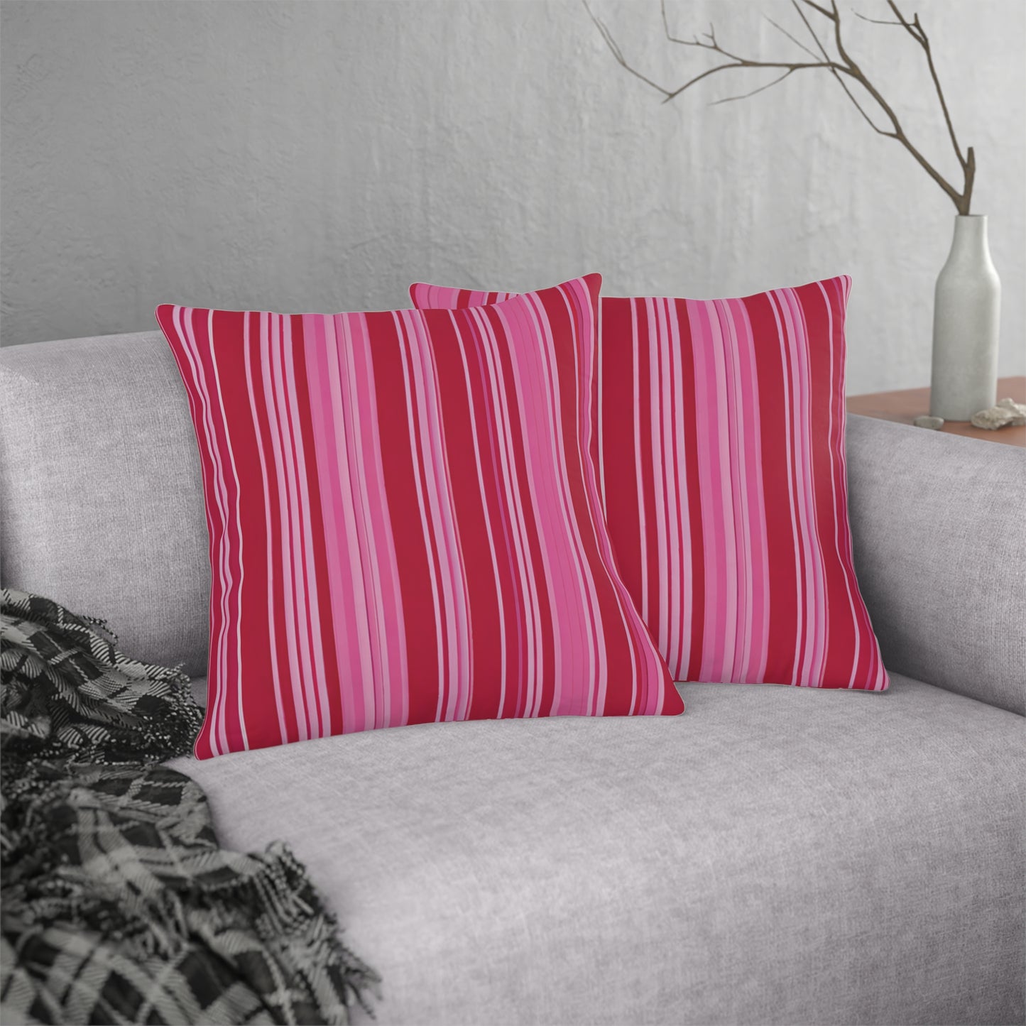 Pink & Red Striped, Indoor/Outdoor Waterproof Pillow
