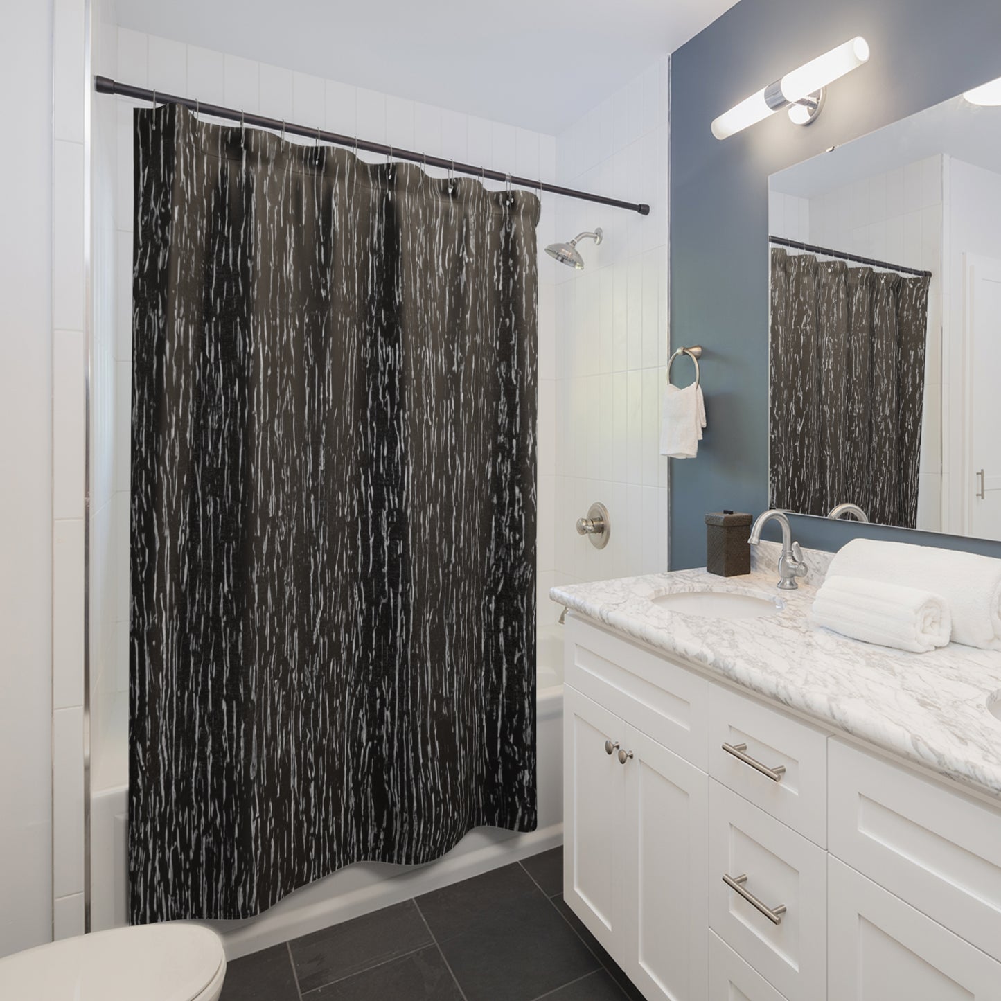 Modern Black And White Shower Curtain