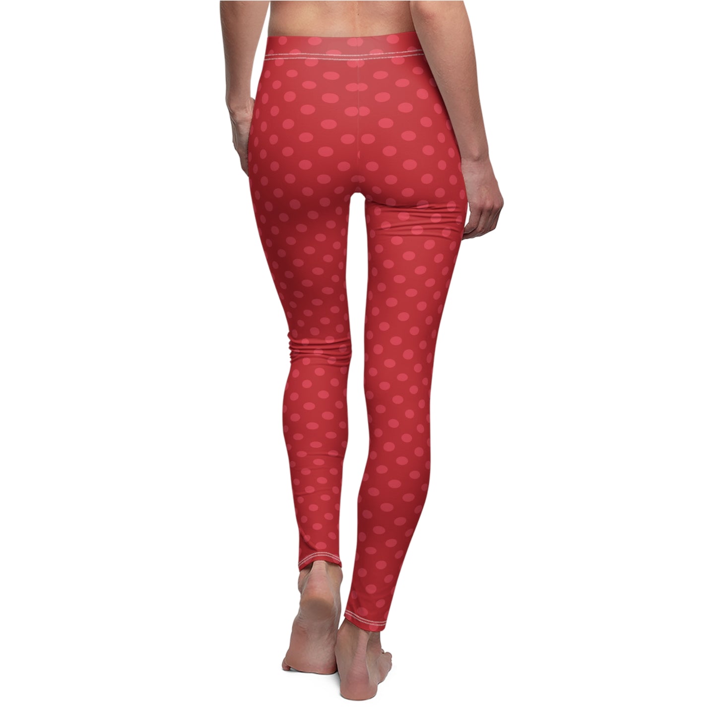 Red With Pink Polka dots, Full-Length Leggings