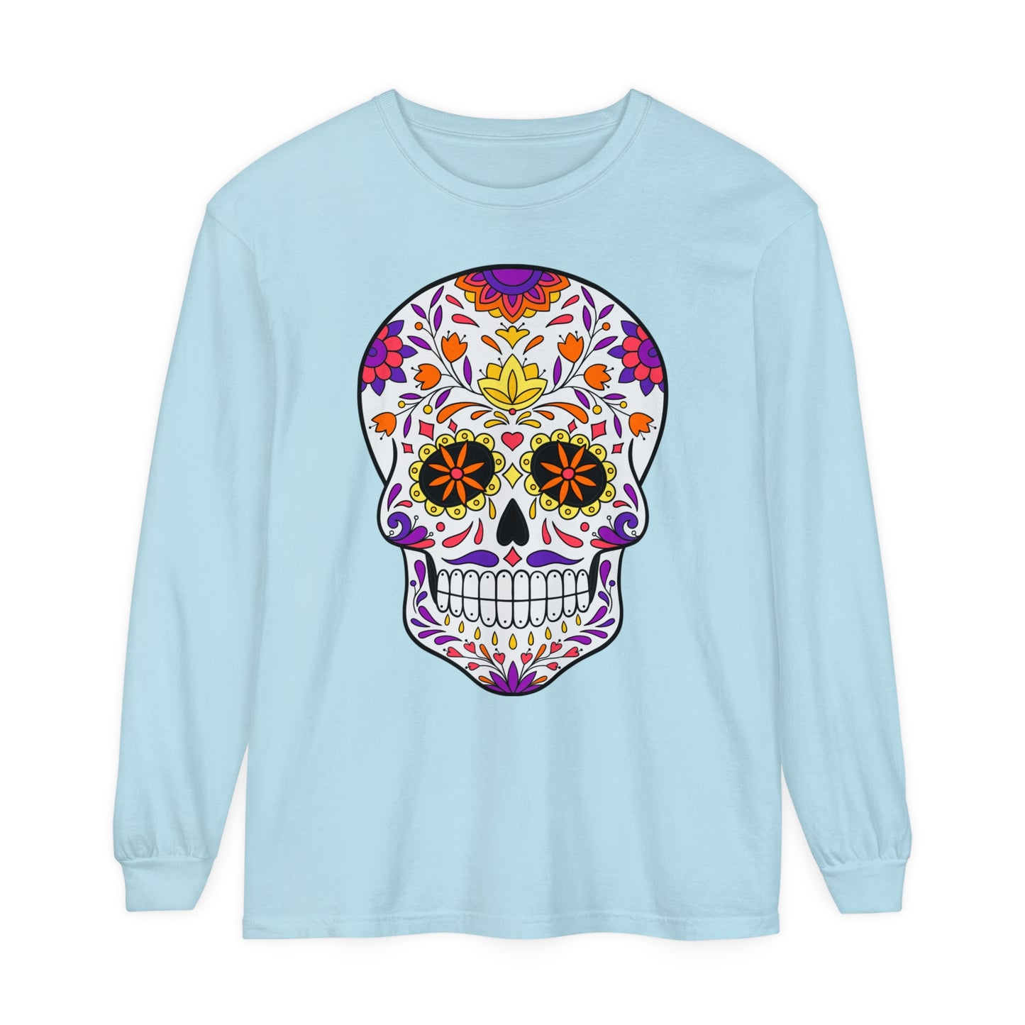Day Of The Dead Skull Long Sleeve T-Shirt (Available In Other Colors)