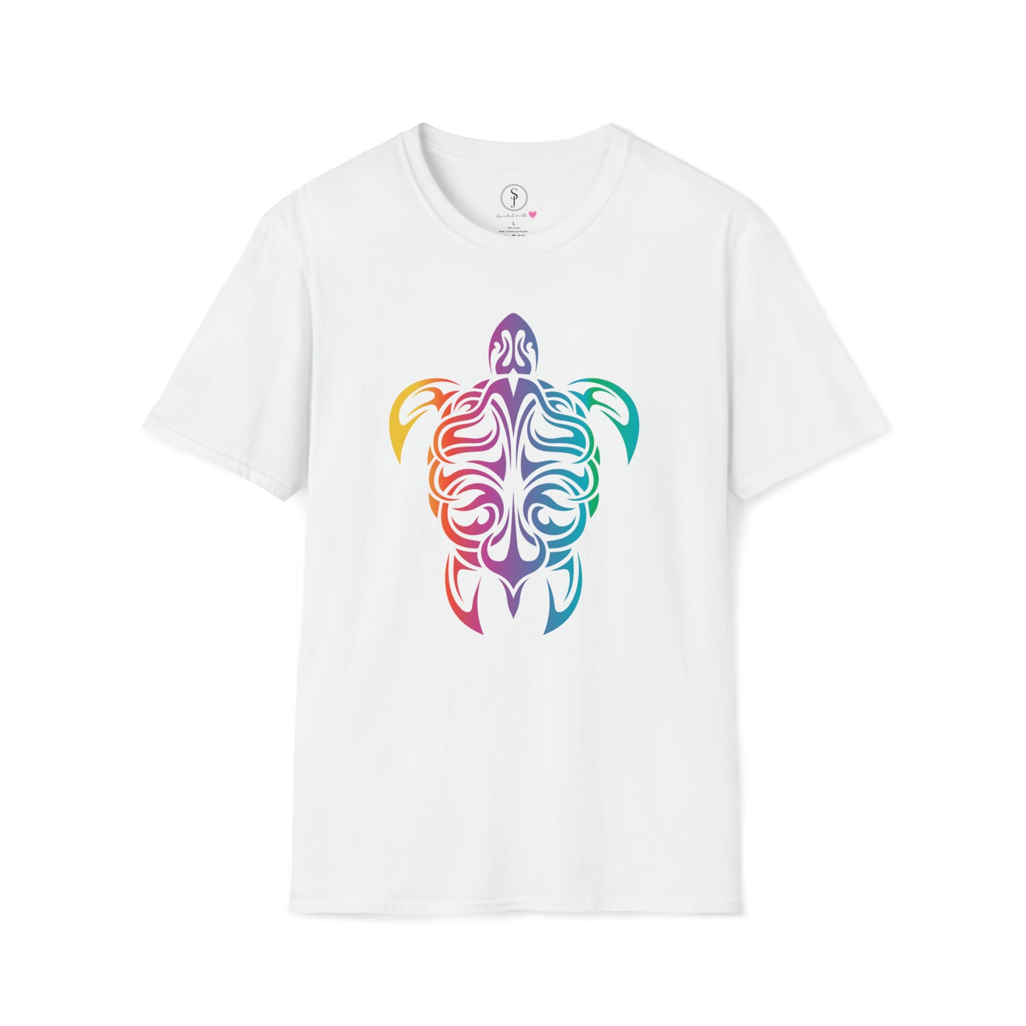 Tribal Rainbow Sea Turtle Short Sleeve T-Shirt (Available In Other Colors)