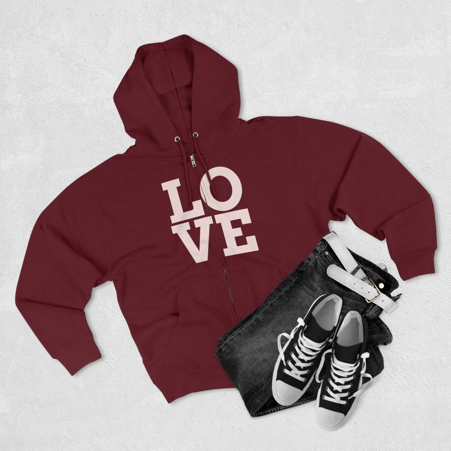 LOVE, Premium Full Zip-Up Hoodie (Available In Other Colors)