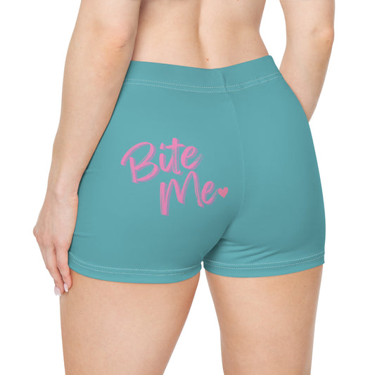 Blue Spruce And Pink Bite Me Cutie Booty Shorts
