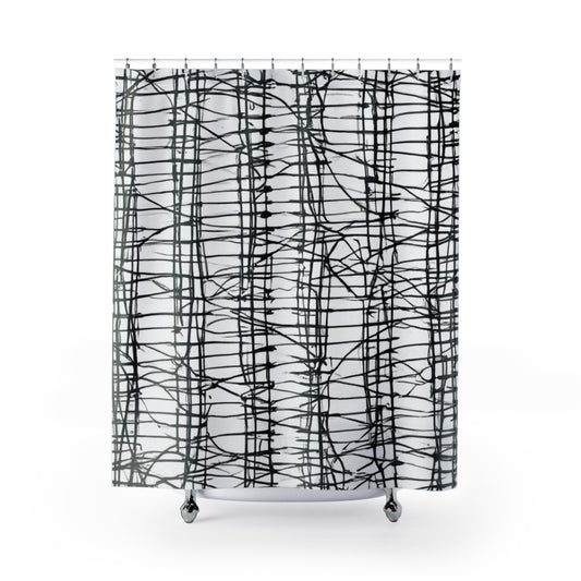 Modern Line Black And Cloud Grey Shower Curtain